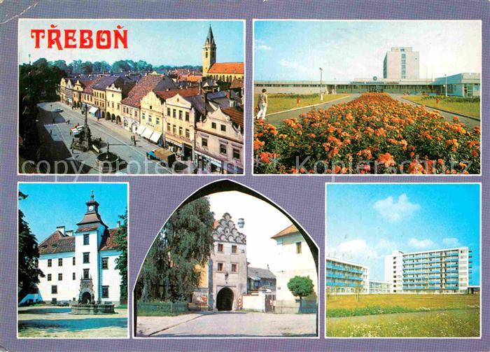 Trebon Czechia Schloss Tor Hochhaus Teilansicht