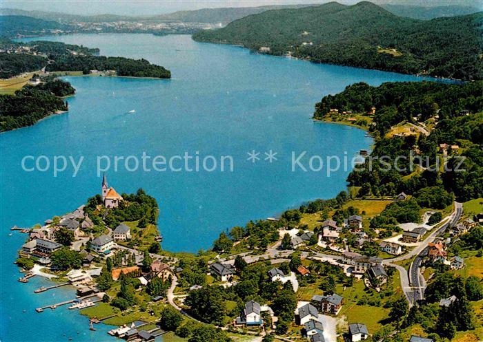 Maria Woerth Woerthersee Fliegeraufnahme mit Blick nach Klagenfurt