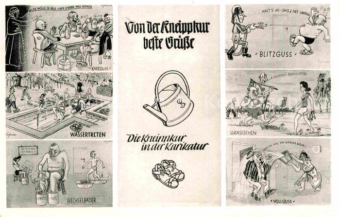 Humor Kneippkur Karikatur Bad Woerishofen Blitzguss Wassertreten