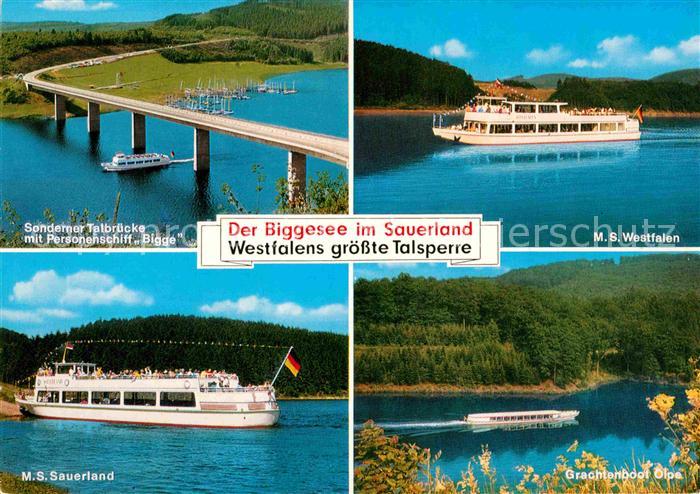 Motorschiffe M.S. Westfalen Grachtenboot Olpe Biggesee Talbruecke