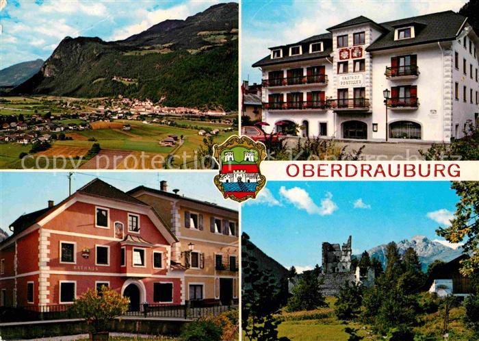 Oberdrauburg Kaernten Panorama Gasthof Pontiller Marktplatz Rathaus Ruine Hohenb
