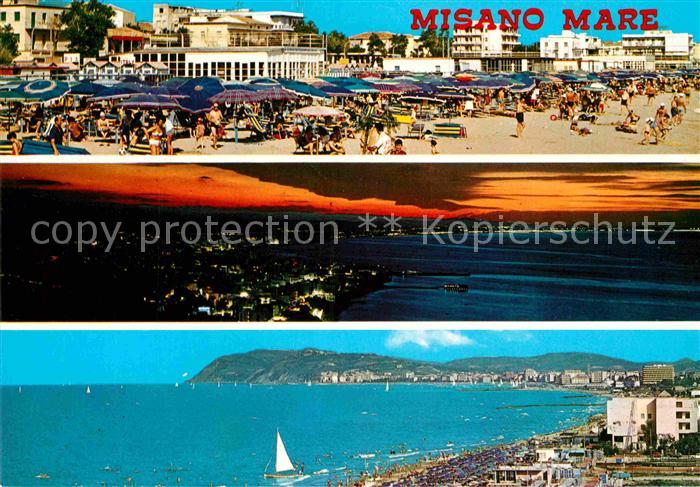 Misano Adriatico Strand Panorama Kueste Sonnenuntergang