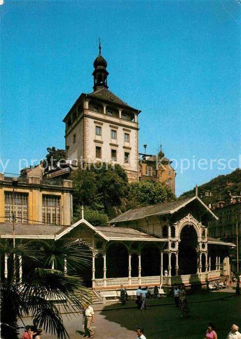 Karlovy Vary Trzni kolonada se zameckou vezi Marktkolonnade