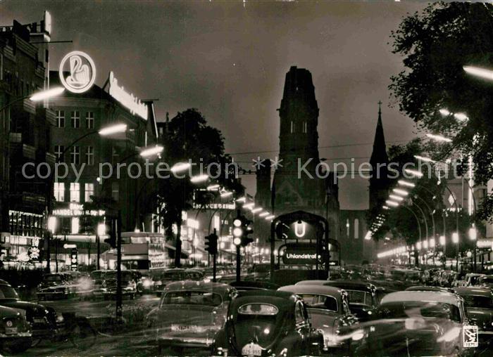 BERLIN CITY Kurfuerstendamm Gedaechtniskirche Nachtaufnahme