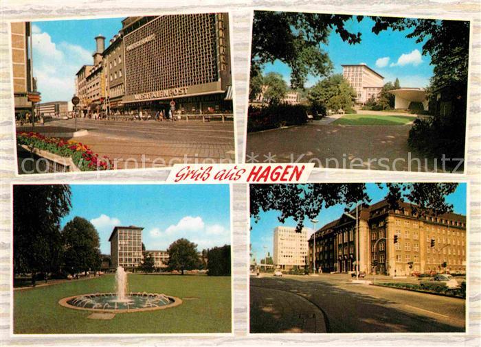 Hagen Westfalen Innenstadt Gebaeude Park Fontaene