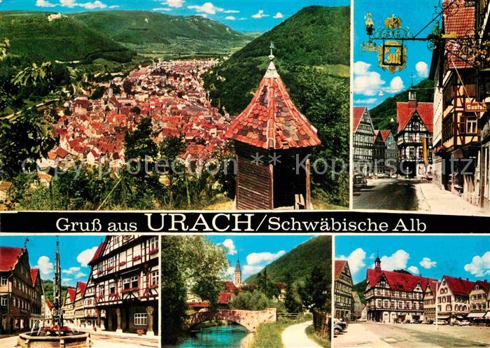 Bad Urach Kurort Schwaebische Alb Ortsmotive Altstadt Fachwerkhaeuser