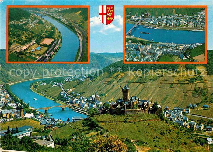 Cochem Mosel Luftaufnahmen mit Blick auf Cochem und Cond mit Burg Cochem