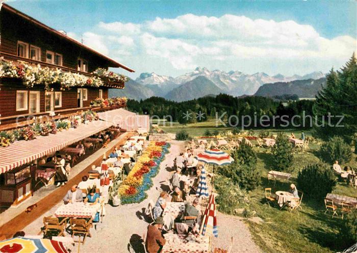 Sonthofen Oberallgaeu Sonnenalp Berggaststaette Terrasse Alpenpanorama