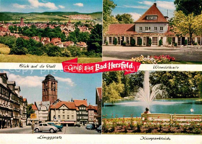 Bad Hersfeld Stadtpanorama Wandelhalle Kurparkteich Linggplatz Kirche