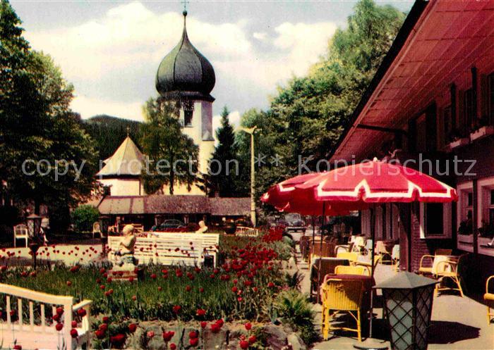 Hinterzarten Breisgau-Hochschwarzwald BW Hotel Adler Restaurant Terrasse Kirche