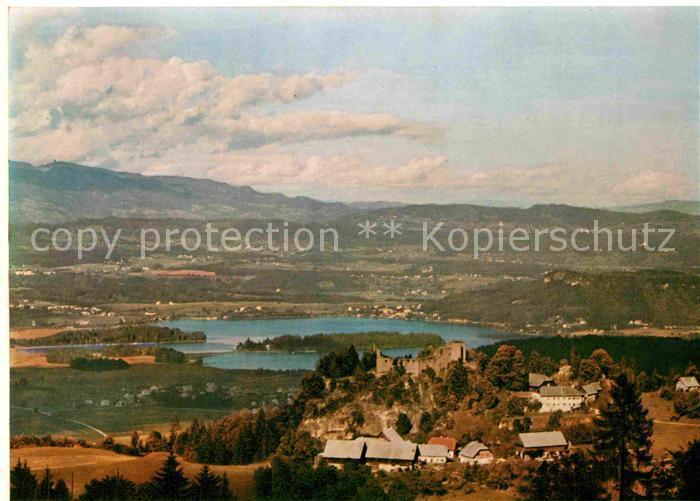 Faakersee Panorama mit Ruine Finkenstein