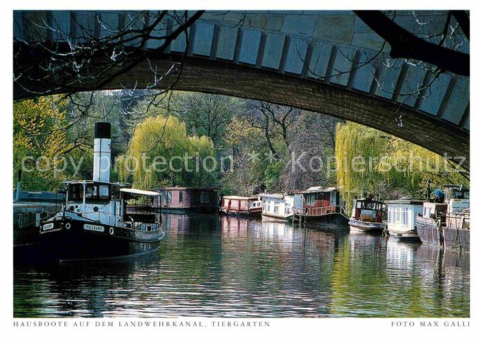 Tiergarten Berlin Hausboote auf dem Landwehrkanal Postkarte aus Harenberg Kalend