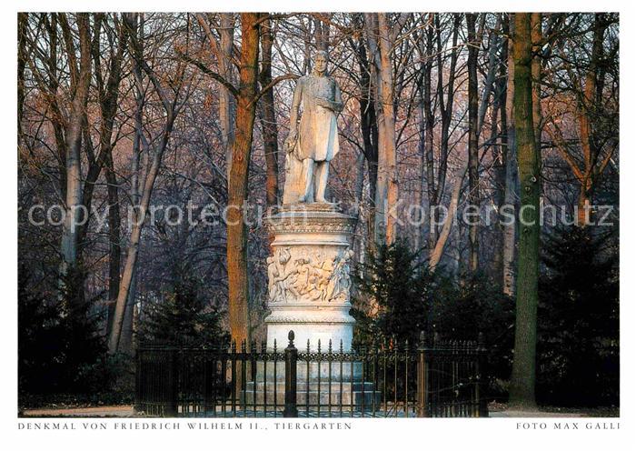 Tiergarten Berlin Denkmal von Friedrich Wilhelm II Postkarte aus Harenberg Kalen