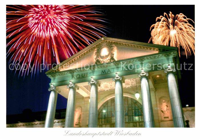 Wiesbaden Kurhaus mit festlichem Feuerwerk