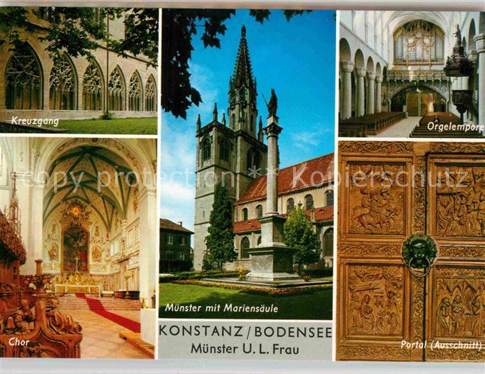 Konstanz Bodensee Muenster Mariensaeule Kreuzgang Chor Orgelempore Portal