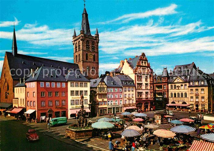 TRIER  CITY Hauptmarkt Petrusbrunnen St. Gangolph