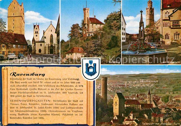 Ravensburg Wuerttemberg Frauentor Blaserturm Veitsburg Mehlsack-Turm