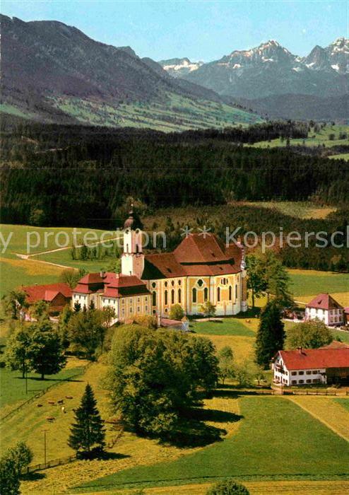 Wies Allgaeu Fliegeraufnahme Wallfahrtskirche