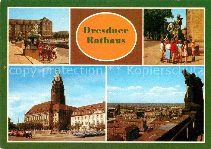 DRESDEN Elbe Rathaus Wappenloewe Bacchus Ratskeller