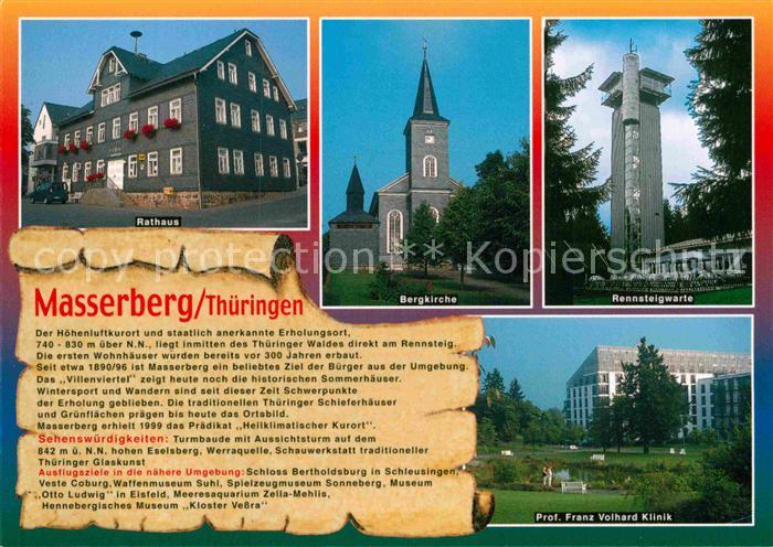 Masserberg Rathaus Rennsteigwarte Volhard-Klinik Bergkirche