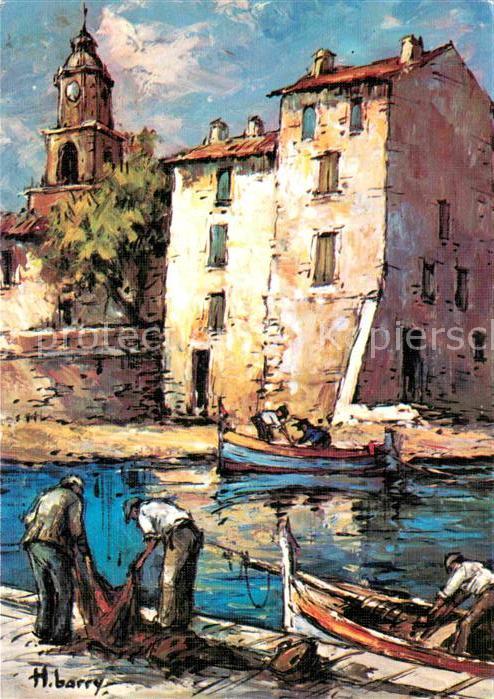 Saint Tropez Var Kuenstlerkarte Port des Pecheurs