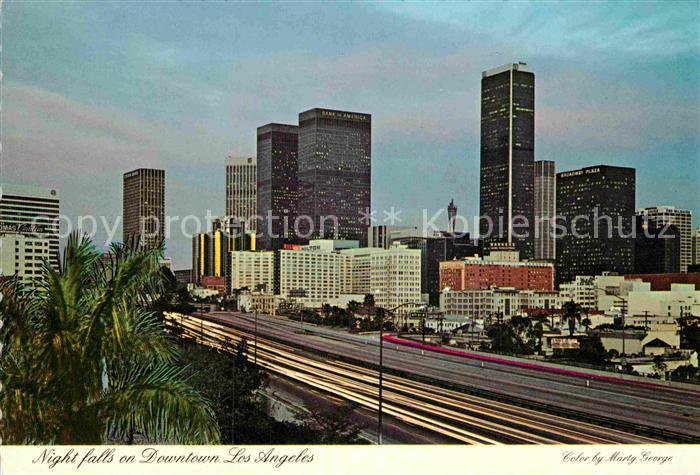 Los Angeles California Night Falls on Downtowan