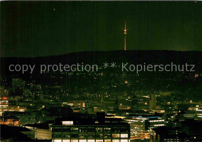 STUTTGART  CITY bei Nacht mit Fernsehturm