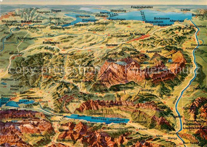 Sankt Gallen Landkarte der Nordwestschweiz