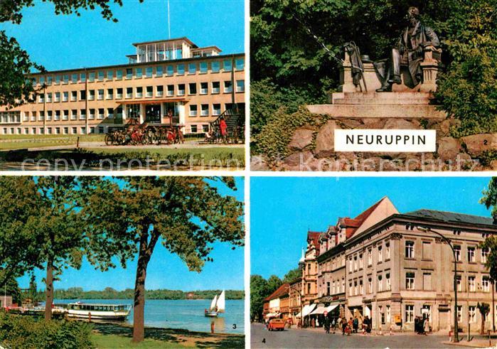 Neuruppin Poliklinik Fontane Denkmal Dampferanlegestelle Karl Marx Strasse