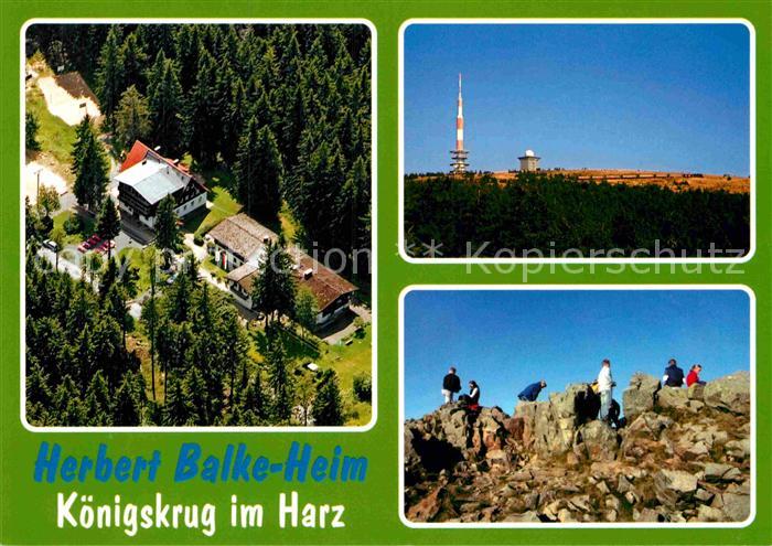 Koenigskrug Harz Fliegeraufnahme Schullandheim Brocken Bergfahrt Felsen auf der