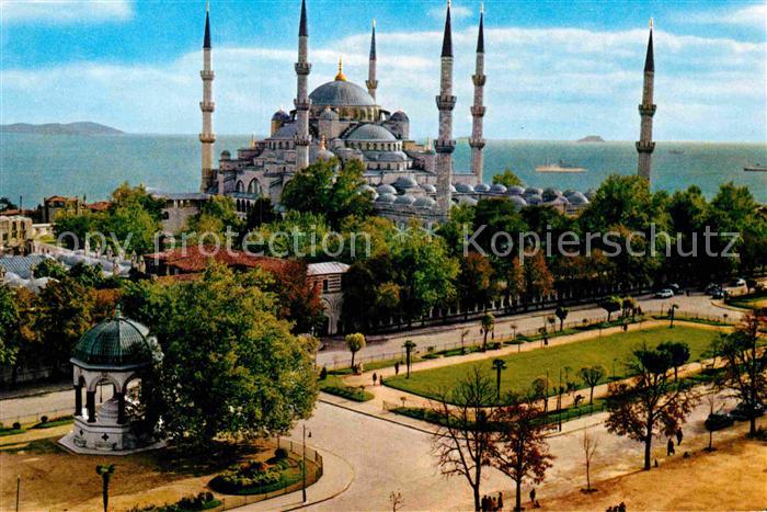 Istanbul Constantinopel Sultanahmet Camii ve Alman Cesmesi Blauche Moschee Kaise