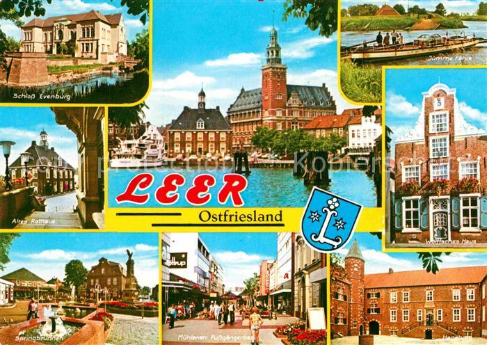 Leer Ostfriesland Schloss Edenburg Faehre Rathaus Springbrunnen Fussgaengerzone