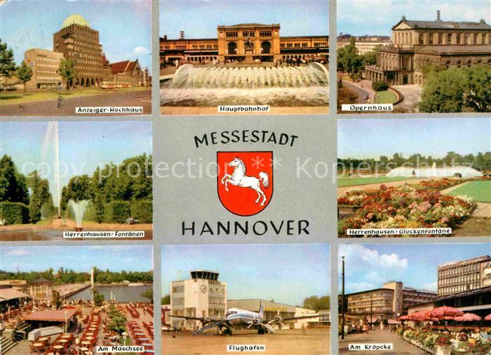 HANNOVER  CITY Anzeiger Hochhaus Bahnhof Opernhaus Herrenhausen Schlosspark Font