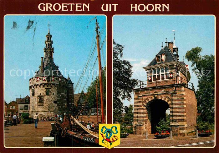 Hoorn Hauptturm am Hafen Fischkutter Torbogen