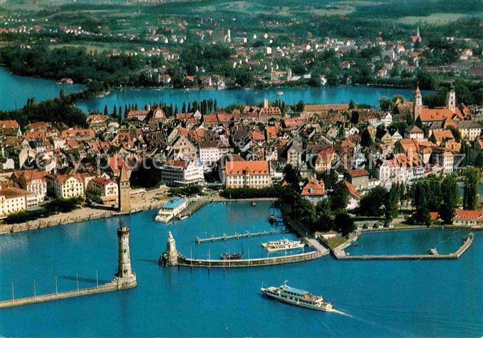 Lindau Bodensee Hafen Faehre Ferieninsel Fliegeraufnahme