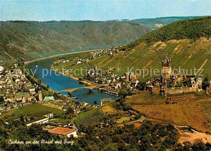 Cochem Mosel Fliegeraufnahme mit Burg und Mosel