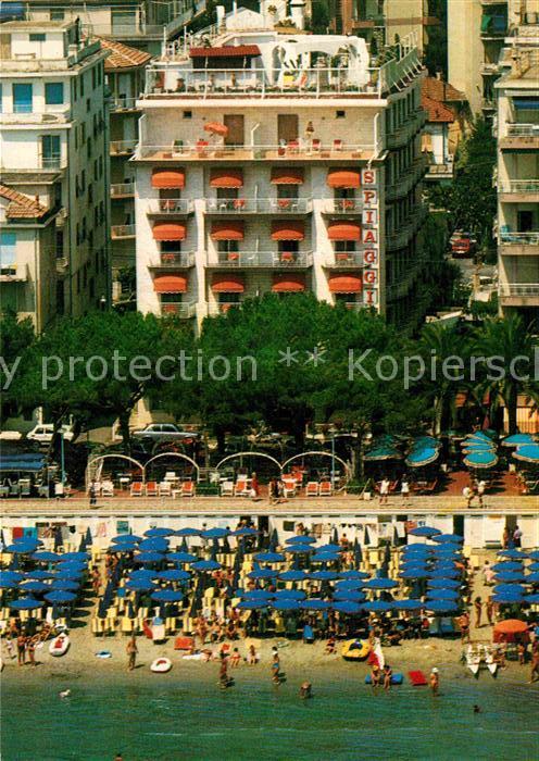 ALAssIO Savona Liguria IT Fliegeraufnahme Grand Hotel Spiaggia mit Strand