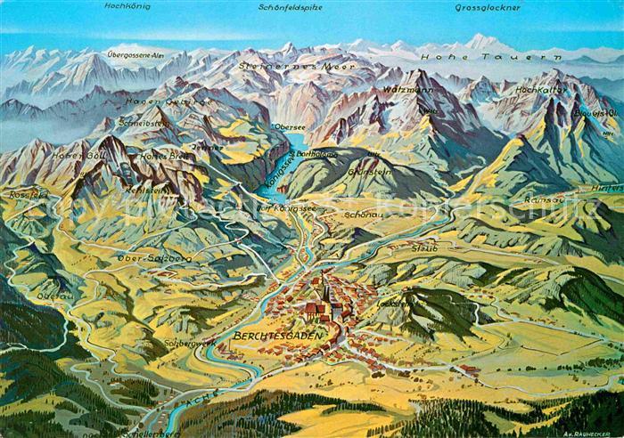 Berchtesgaden Berchtesgadener Land Panoramakarte