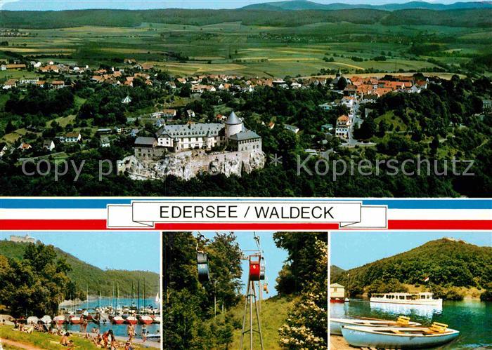 Edersee Fliegeraufnahme Hafen Seilbahn Personenschiff