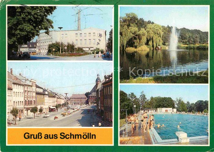 Schmoelln Thueringen Platz der Neuerer Markt Brauereiteich Sommerbad