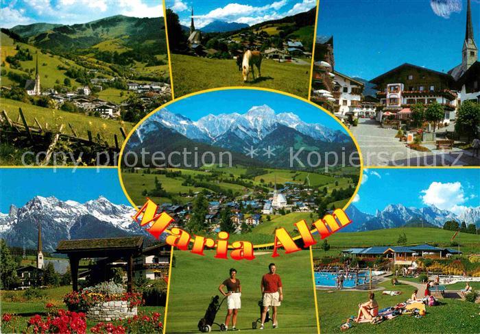 Maria Alm Steinernen Meer Schwimmbad Panorama Kirche Weide Dorfplatz