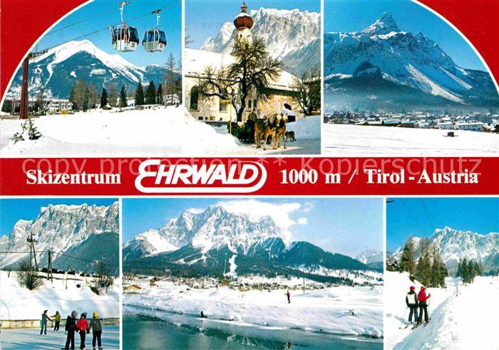 Ehrwald Tirol Kirche Skilift Panorama Eislaufbahn