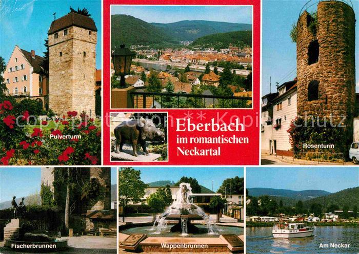 Eberbach Neckar Rosenturm Pulverturm Fischerbrunnen Wappenbrunnen