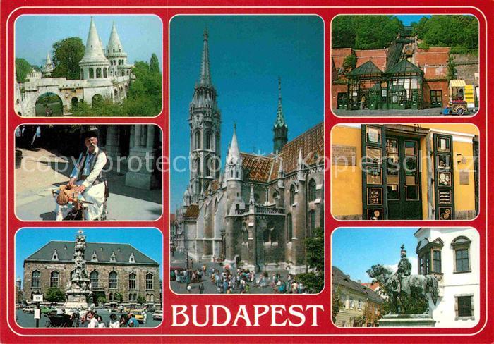 Budapest Matthiaskirche  Schloss Mann in Tracht Brunnen