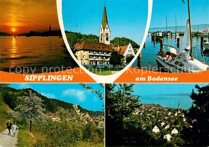 Sipplingen Sonnenuntergang Kirche Hafen Teilansicht