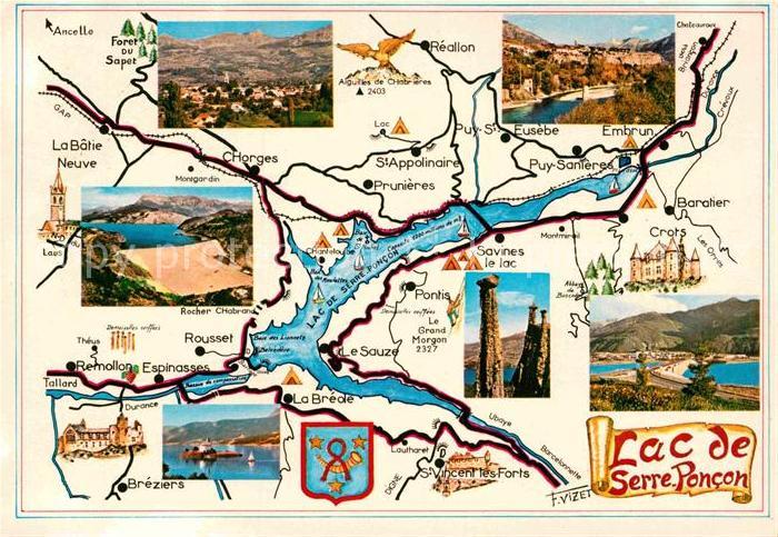 Lac de Serre Poncon Landkarte Panorama Talsperre