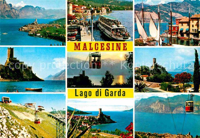 Malcesine Lago di Garda Teilansicht Schloss Seilbahn Anlegestelle