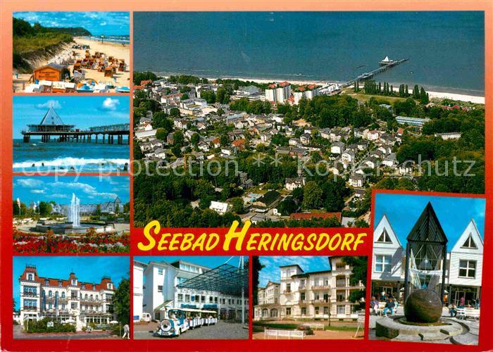 Heringsdorf Ostseebad Usedom Fliegeraufnahme Seebruecke Kurpark Brunnen