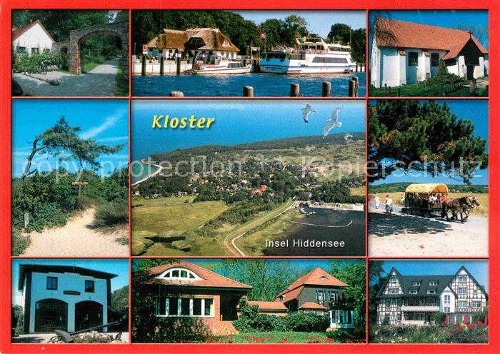 Insel Hiddensee Fliegeraufnahme Pferdekutsche Anlegestelle Kirche