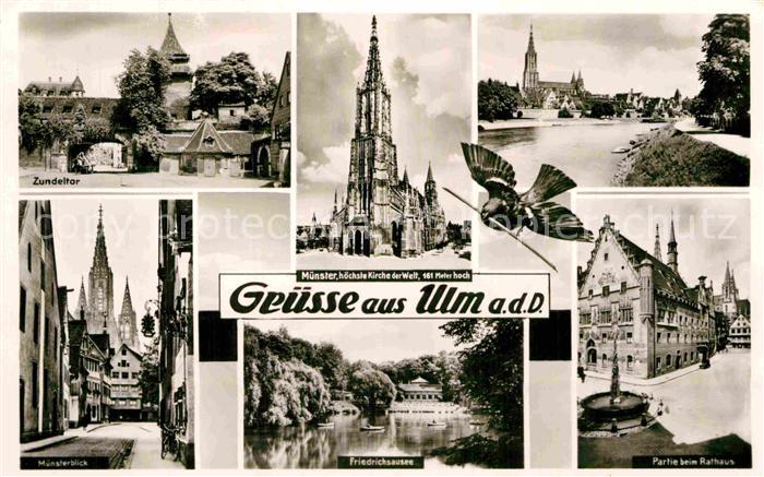 Ulm Donau Zundeltor Muenster Donaupartie Friedrichsausee Rathaus